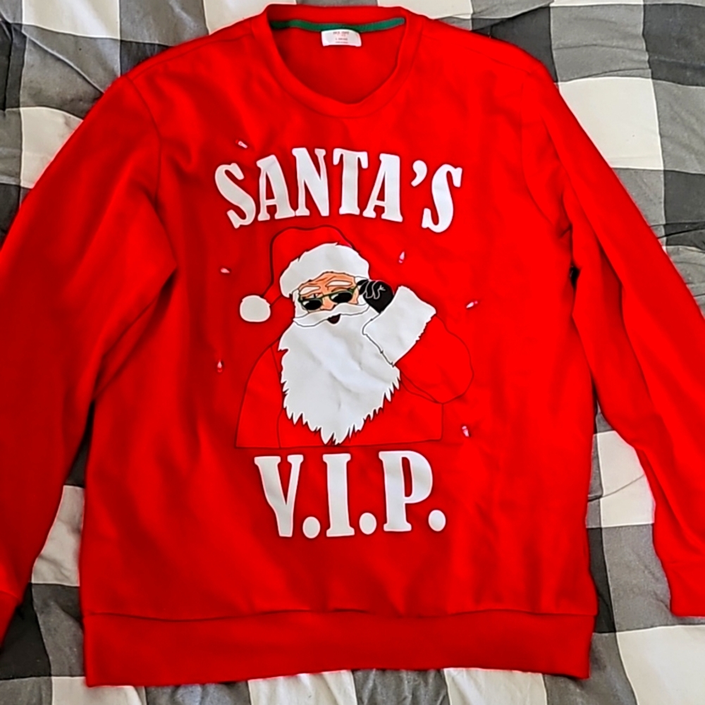 Santas V.I.P functional Light up christmas sweater. Size Large 42-44